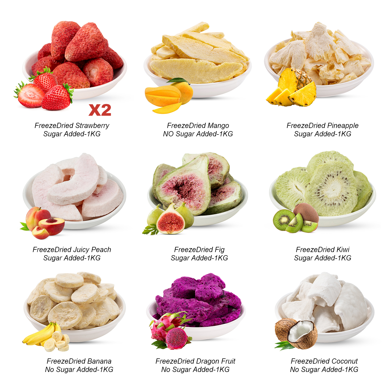 Freeze Dried Fruit & Snack Set 10KG | 1KG Independent Pack Per Variety