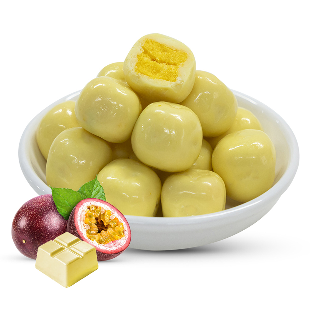 Freeze-Dried Passion Fruit Coated in Lemon Flavored Chocolate | 1kg Bulk Pack