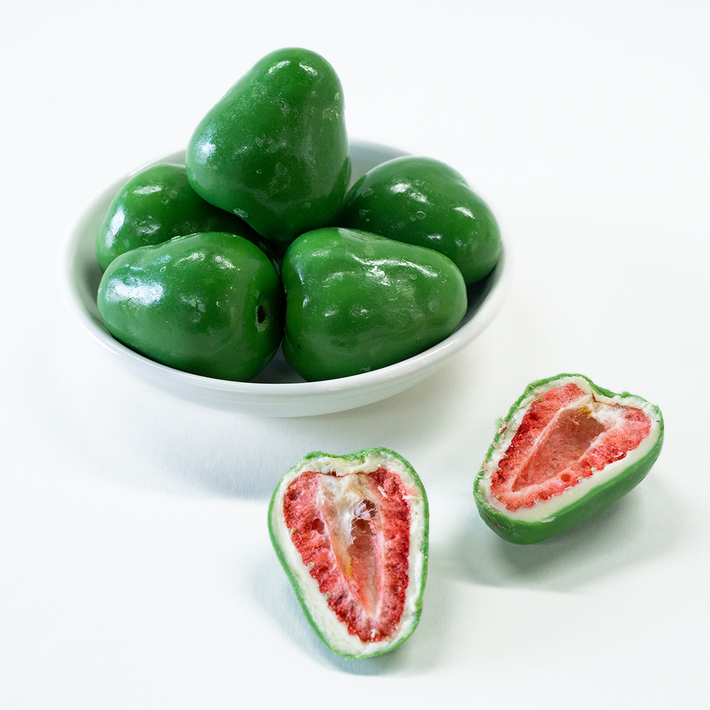 Freeze-Dried Strawberry Coated in Lime Flavored Chocolate | 1kg Bulk Pack