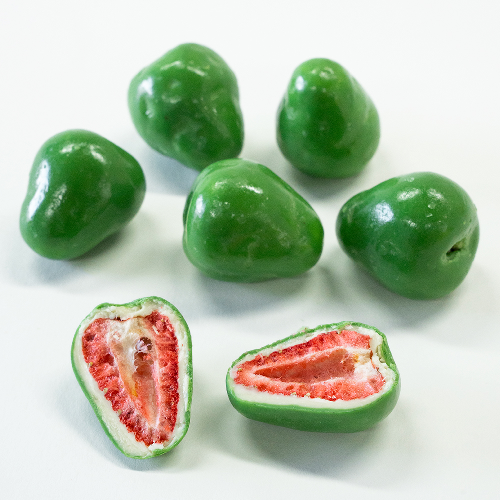 Freeze-Dried Strawberry Coated in Lime Flavored Chocolate | 1kg Bulk Pack
