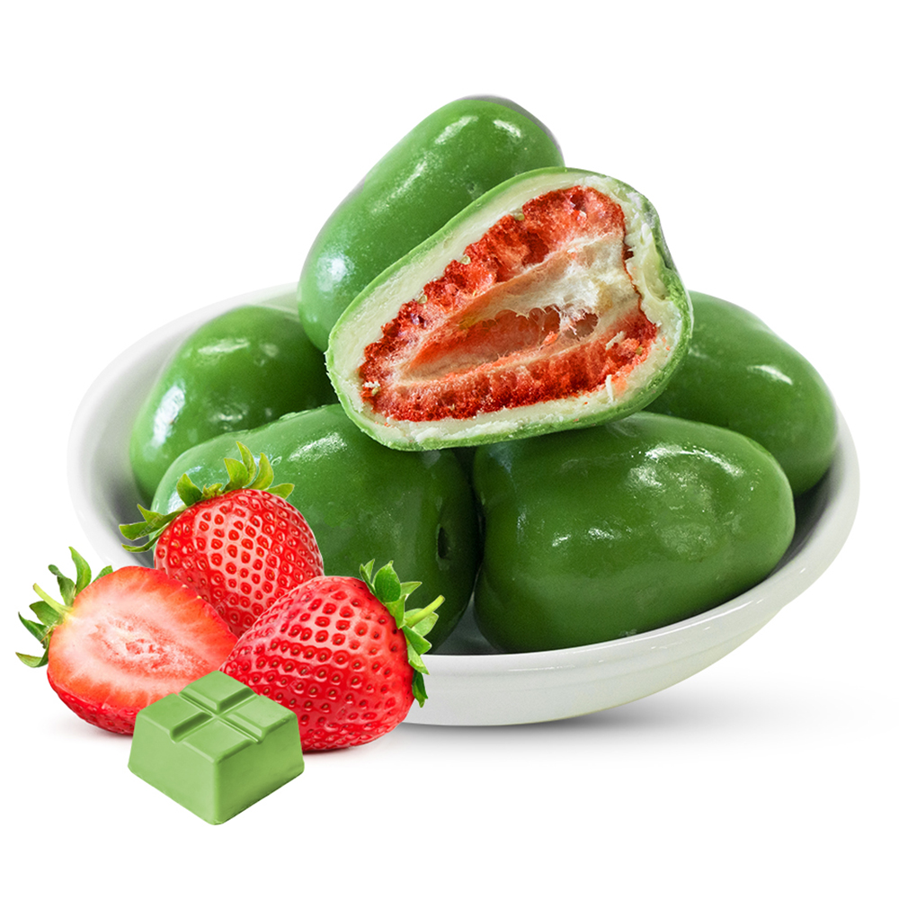 Freeze-Dried Strawberry Coated in Lime Flavored Chocolate | 1kg Bulk Pack