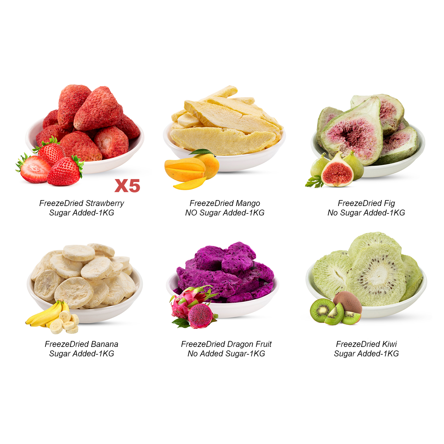 Freeze Dried Fruit & Snack Set 10KG | 1KG Independent Pack Per Variety