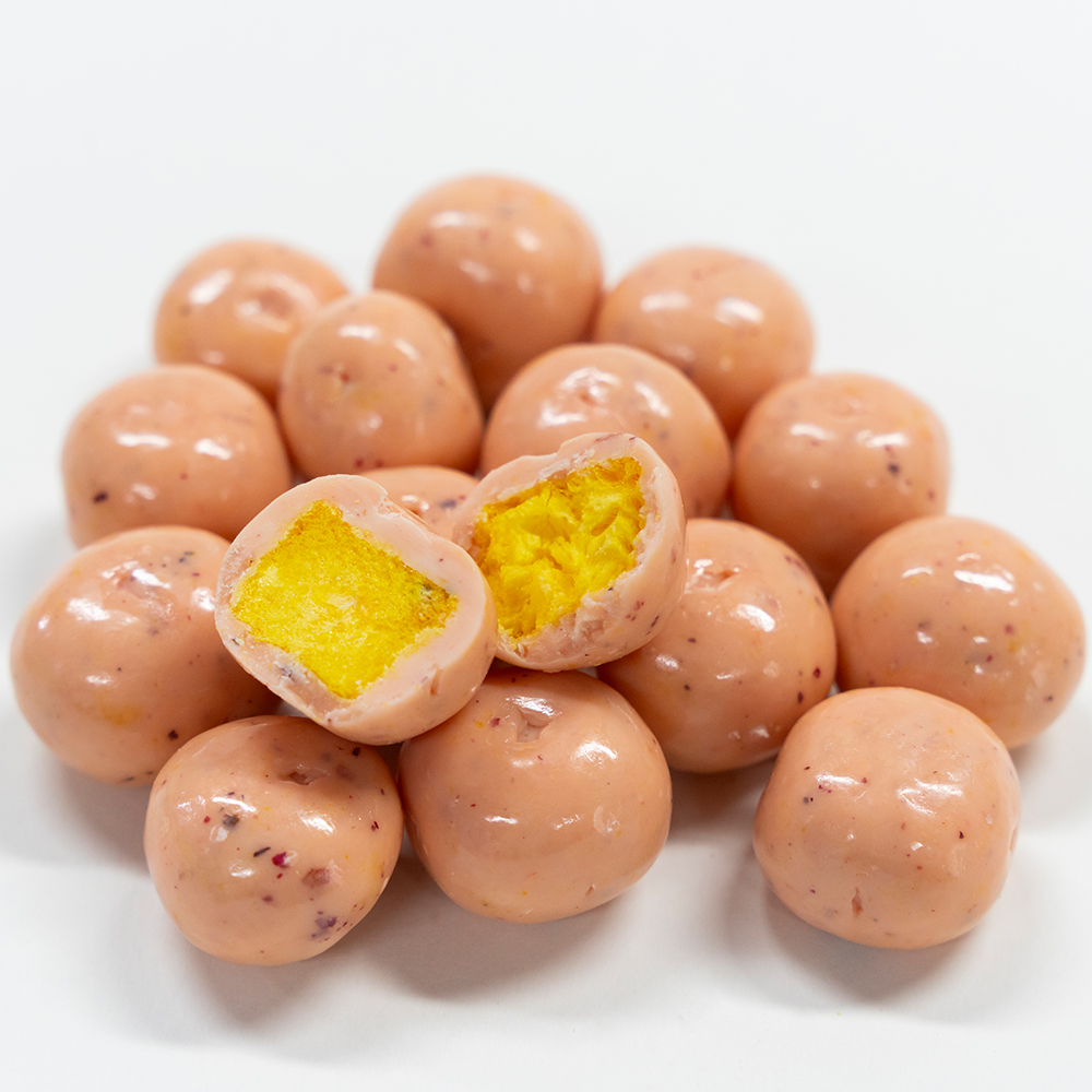 Freeze-Dried Passion Fruit Coated in Rose Flavored Chocolate | 1kg Bulk Pack