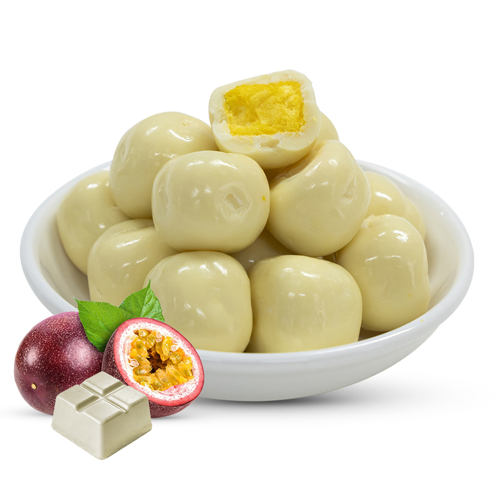 Freeze-Dried Passion Fruit Coated in White Chocolate | 1kg Bulk Pack
